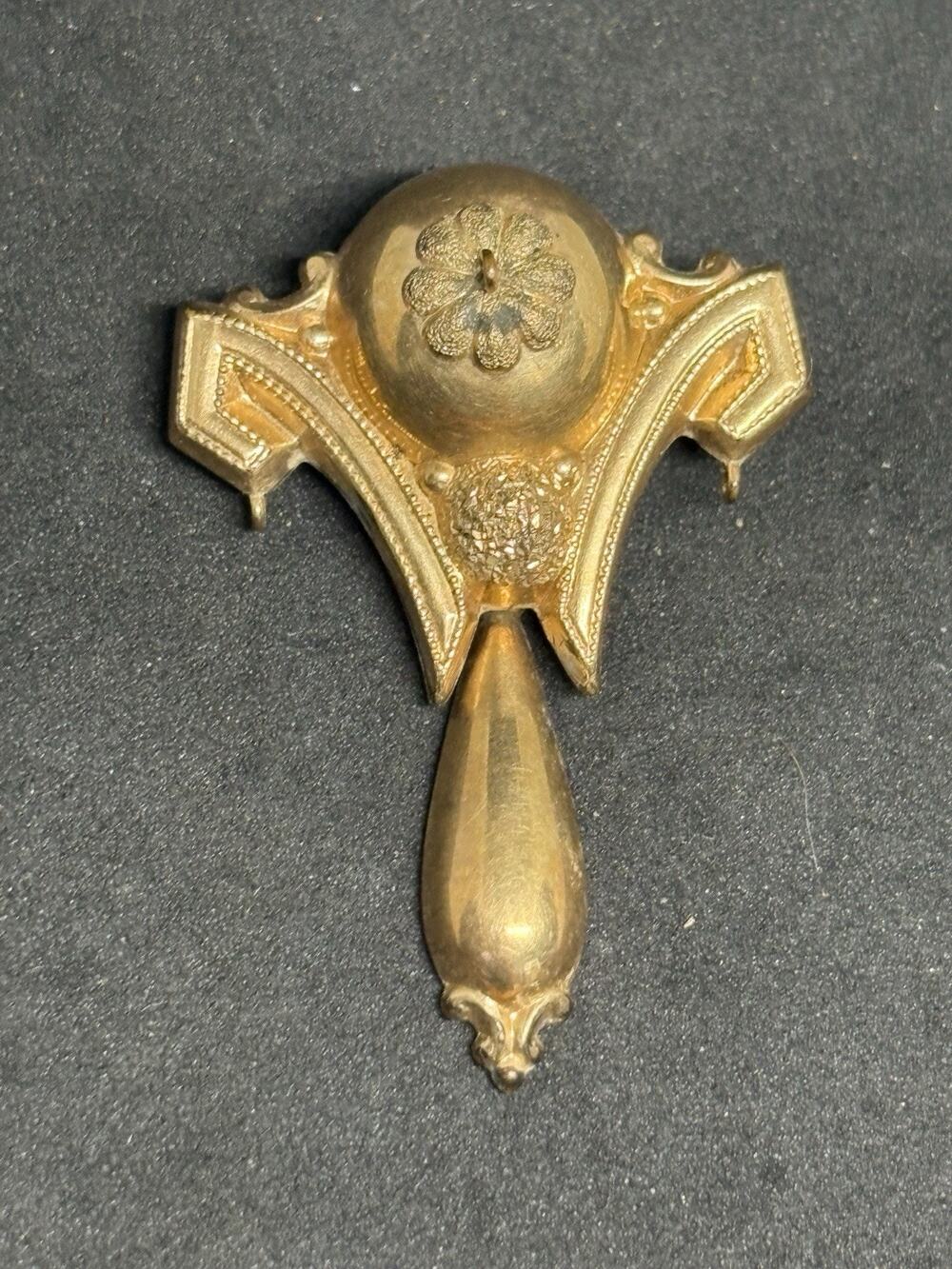 Victorian Antique Vtg Gold Filled Floral Dangle C Clasp Brooch *Missing Pin